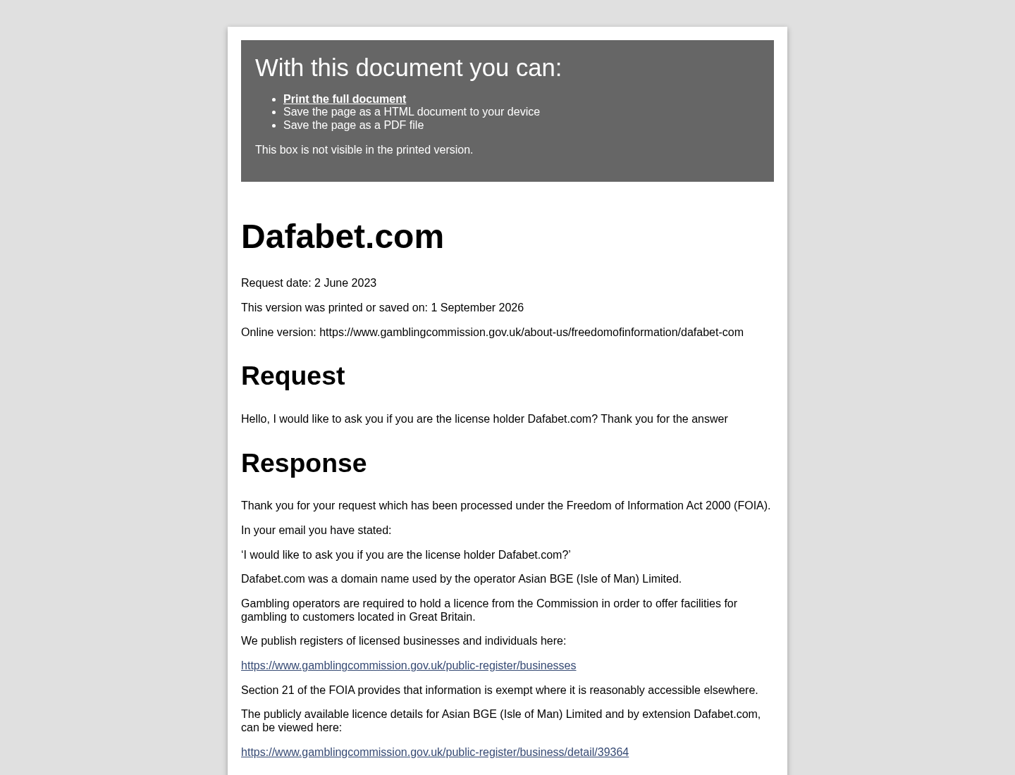 ພາບຫຼັກຖານຈາກບັນທຶກ UK Gambling Commission